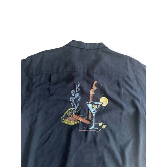 LUAU Men's Vintage Finest 100% Silk Cocktail Cigar Button Down Shirt Size XL - Picture 5 of 6